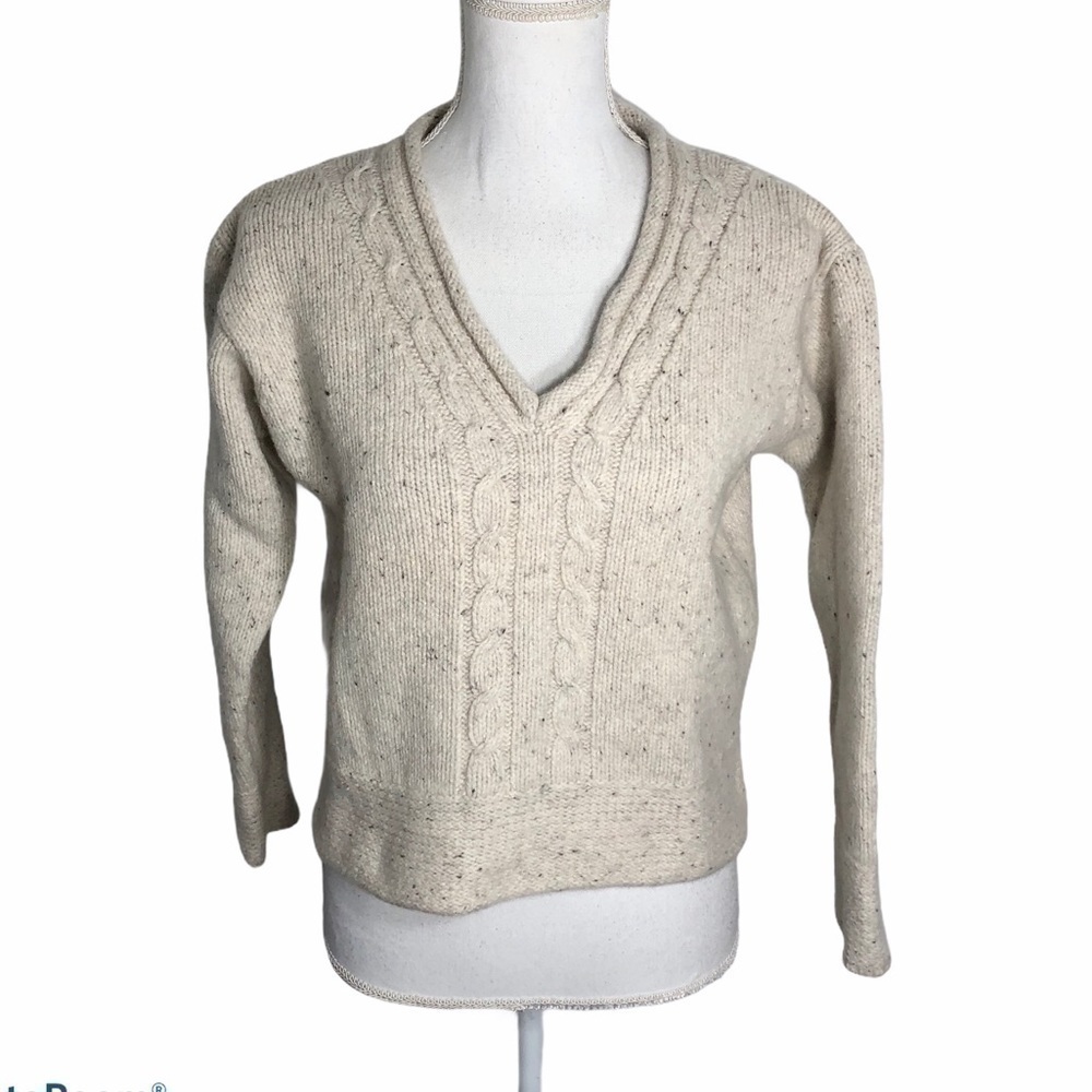 Irelandseye Lambswool Silk Knit Sweater Medium Cream Tan Irish
